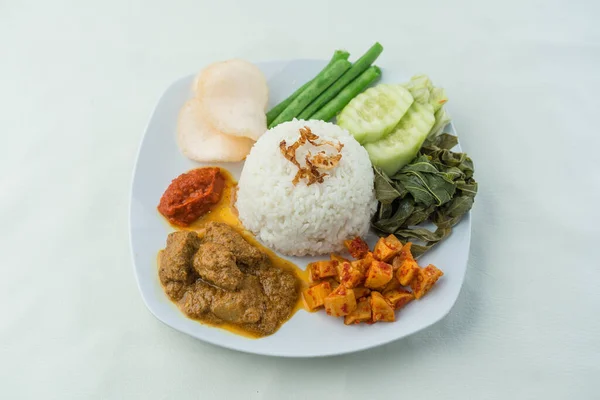 Nasi Padang Hidangan Restoran Vegetarian — Stok Foto