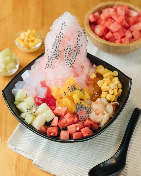 Patbingsu Bingsoo Korean Shaved Ice Cream Dessert Stok Gambar Bebas Royalti