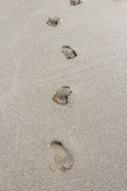 Ayak izleri yol ıslak kum Beach