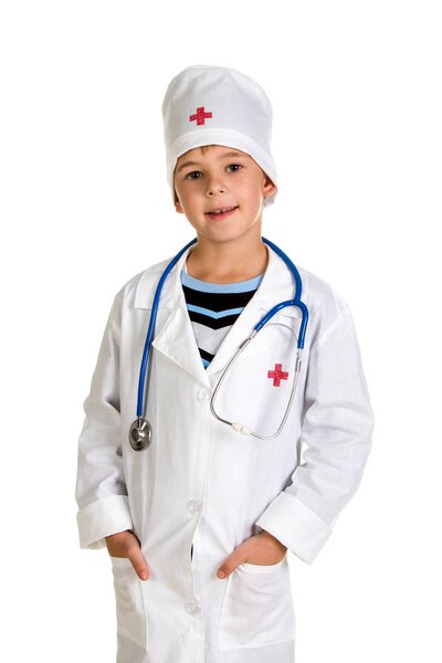 Happy successful smiling pediatrician with a stethoscope