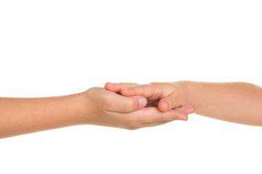 Çocuklar üzerinde gerçek dostluk resimde arka plan beyaz. Güven