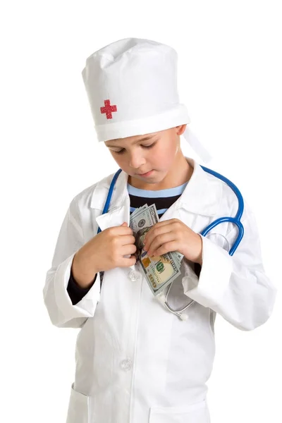 Doctor with a bribe. Temptation by money in modern medicine — Stock Photo, Image