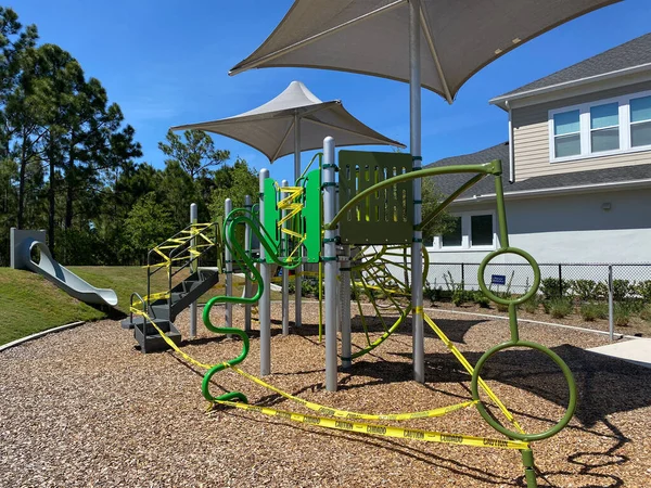 Orlando Usa Park Playground Nature Caution Tape Trespassing Signs All — Stock Photo, Image