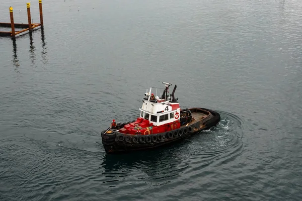 Victoria Canada Туговий Човен Перетягує Берегові Лінії Від Круїзного Корабля — стокове фото