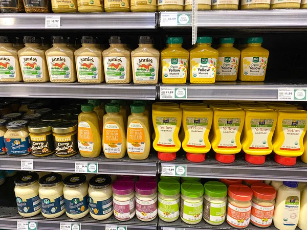 Orlando Usa Mustard Mayonaise Aisle Whole Foods Market Grocery Store — 스톡 사진