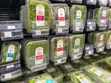 Orlando, FL / USA-5 / 3 / 20: Whole Foods Market Marketinde Salata Kutuları.