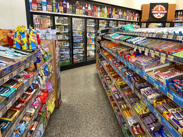 Orlando Usa Candy Beverage Displays Wawa Gas Station Fast Food — стоковое фото