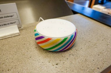 Seattle, WA / USA-9 / 15 / 19: Amazon 'da satılık bir kitapçı. Amazon Alexa, bilinen adıyla Alexa, Amazon tarafından geliştirilen sanal bir asistandır..