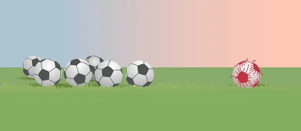 Karantina sonrası ya da sırasında futbolun vektör illüstrasyonu