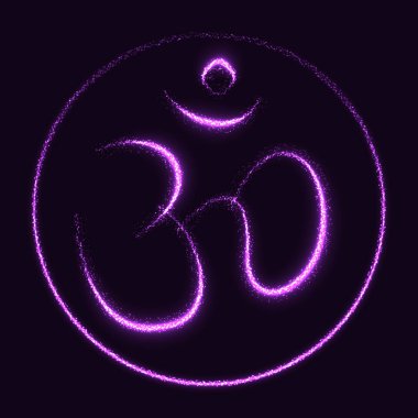 Parlak ve Parıltılı Vektör Om Sembol Simgesi