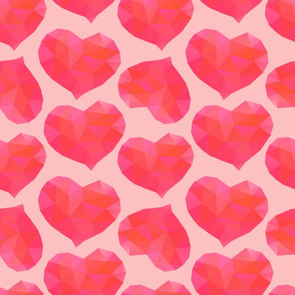 Vector seamless pattern made of geometric hearts — Stock Vector