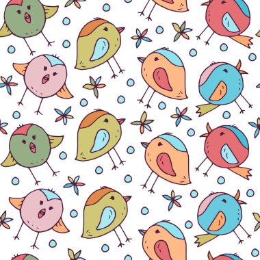 Çocuk Odaları İçin Kuşlu Şirin Kusursuz Desen