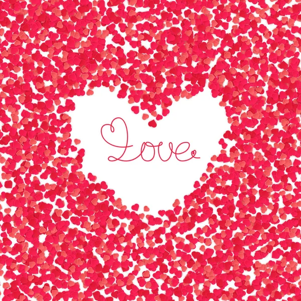 Confettis Coeurs Frontière Cadre Amour Lettrage — Image vectorielle