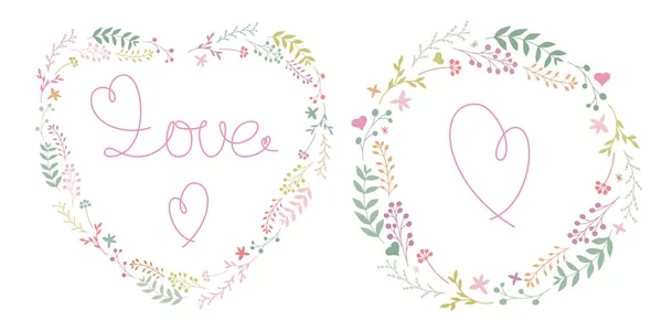 Ensemble de cadres floraux romantiques pour la Saint-Valentin — Image vectorielle