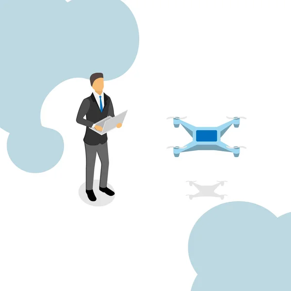 Launch Drone Controlling Drone Vector Illustration Royalty Free Stock Vectors