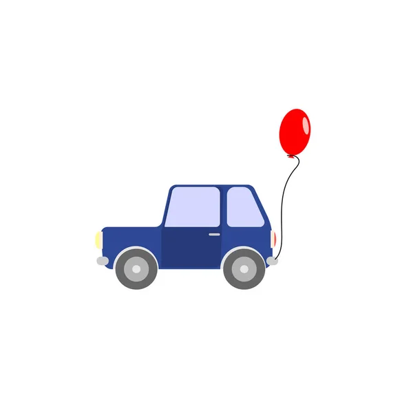 Bilen Med Ballong Vektorillustration — Stock vektor