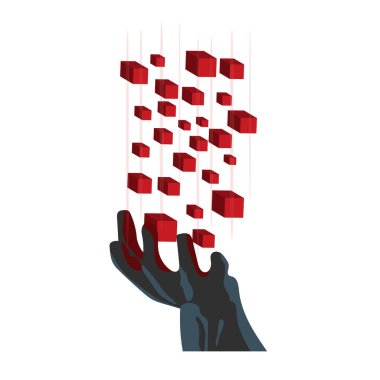 Elinde fütürist küpler, vektör çizimi