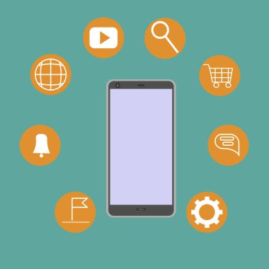 Simgeli akıllı telefon, vektör illüstrasyonu