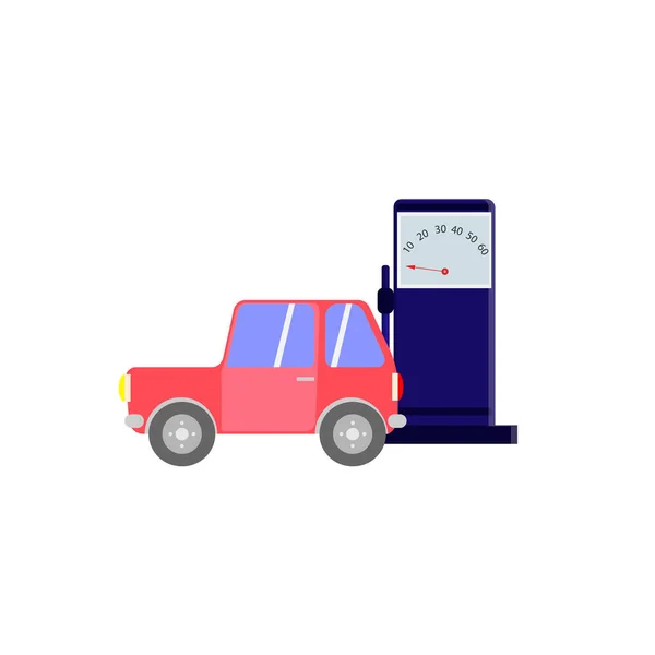Βενζινάδικο Όχημα Ξαναγεμίζεται Καύσιμο Διανυσματική Απεικόνιση — Διανυσματικό Αρχείο