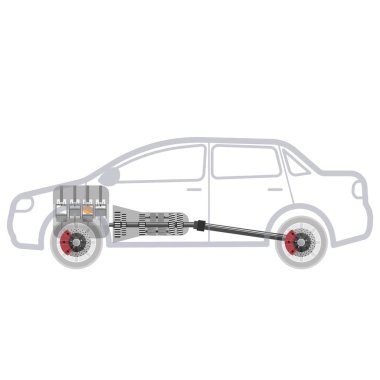 Otomobil parçaları. Aracın aygıtı. Vektör illüstrasyonu