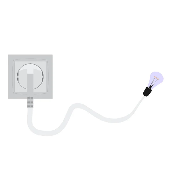 连接一个灯泡 电源插座 矢量图解 — 图库矢量图片