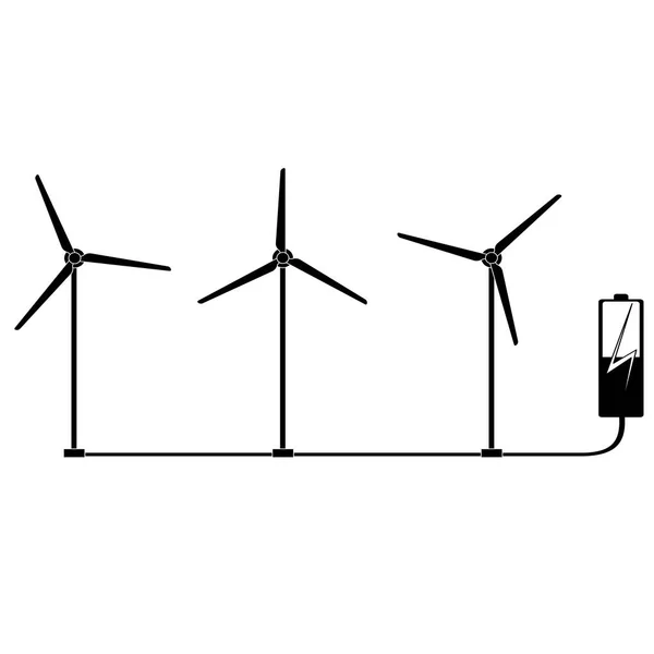 Windgenerator Windmühle Lädt Die Batterie Vektorabbildung — Stockvektor