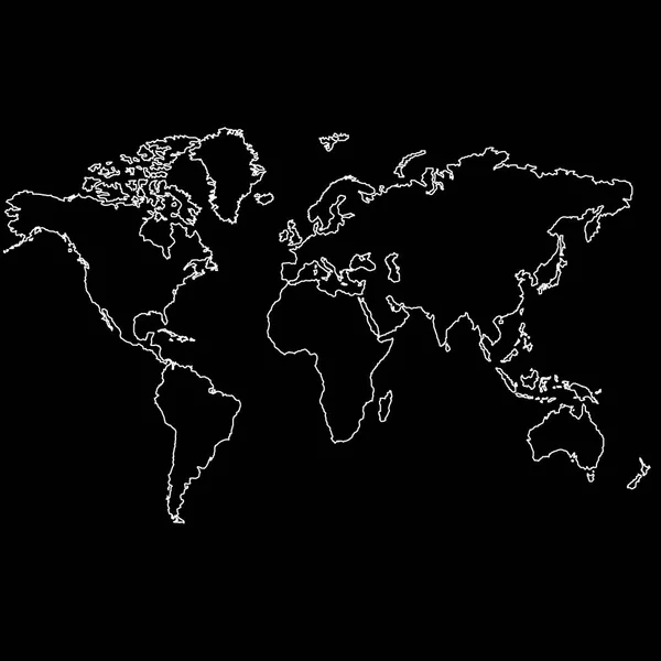 Dünya Haritası Kıtaların Okyanusların Contour Haritası Vektör Illüstrasyonu — Stok Vektör