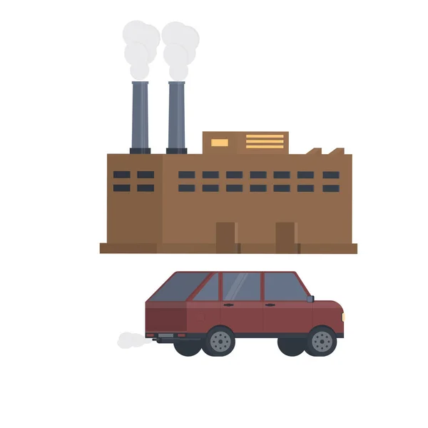 Znečištění Ovzduší Výfukové Plyny Vektorová Ilustrace — Stockový vektor