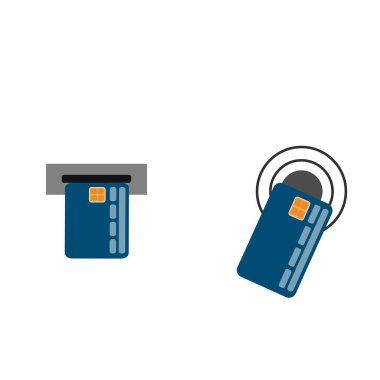 Banka kartıyla ödeme. Kablosuz ödeme. Vektör illüstrasyonu