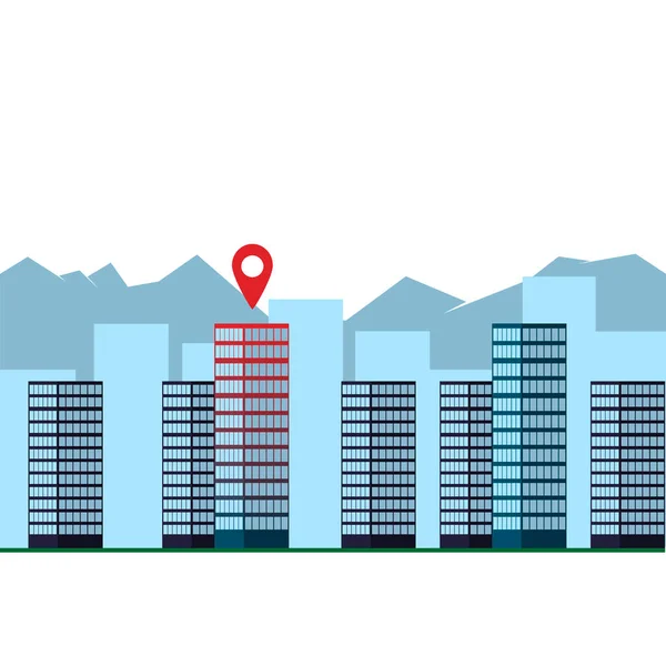 Navegación Ciudad Busca Ubicación Del Edificio Ilustración Vectorial — Archivo Imágenes Vectoriales