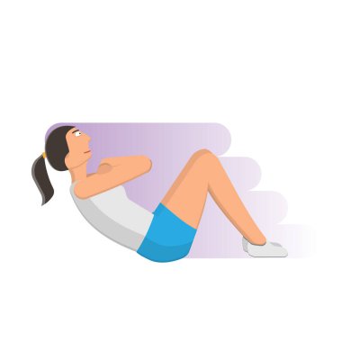 Fitness. Kız sporla meşgul. Vektör illüstrasyonu