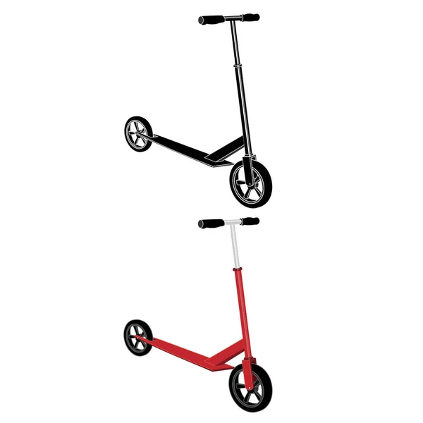 Een Scooter Rode Scooter Vectorillustratie — Stockvector