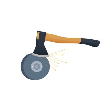 Balta. Bıçağı keskinleştiriyorum. Araç, vektör illüstrasyonu