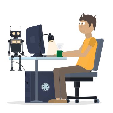 Programcı. Robotik, vektör illüstrasyonu