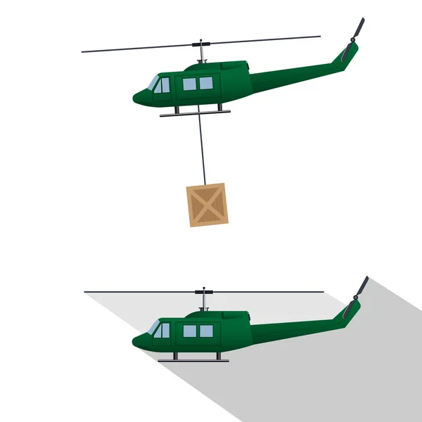 Helicóptero Entrega Carga Transporte Ilustração Vetorial — Vetor de Stock