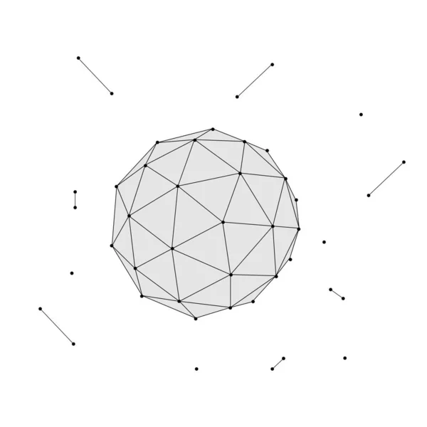 Kugel Eine Form Die Aus Polygonen Und Teilchen Besteht Vektorillustration — Stockvektor