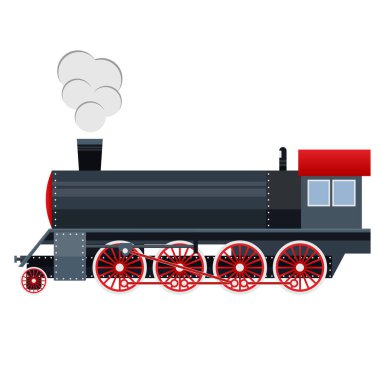 Lokomotif. Tren, araç. Vektör illüstrasyonu