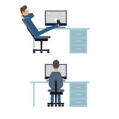 Ofis işleri. Bir bilgisayar kullanarak. Bitiş tarihi, vektör illüstrasyonu