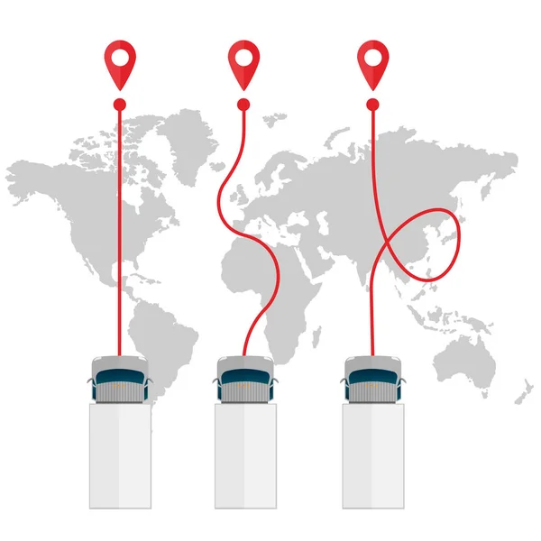Kamyon Kurye Teslimatı Konum Vektör Illüstrasyonu — Stok Vektör