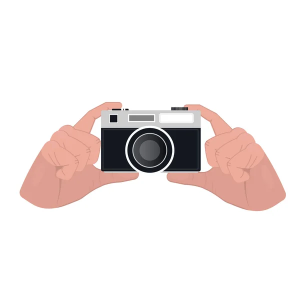 Κάμερα Κάμερα Στο Χέρι Εικονογράφηση Διανύσματος — Διανυσματικό Αρχείο