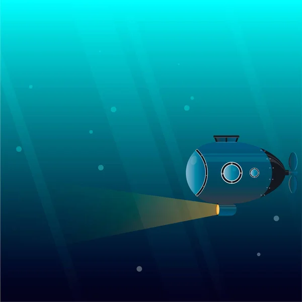 Submarine Submarine Explores Ocean Vector Illustration — Stock Vector