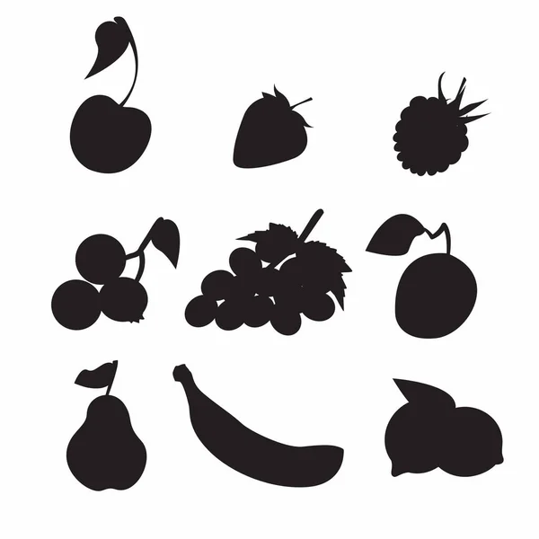 Birçok amaç için genel tablo meyve siluetleri, temiz vektör dosyaları kümesi