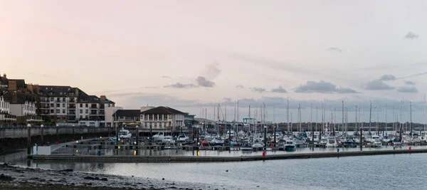 Seascape Harbour Buildings Malahide Coastline Dublin Ireland Sunset — Stock Photo, Image