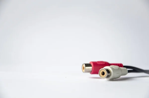 Red and white audio cable.