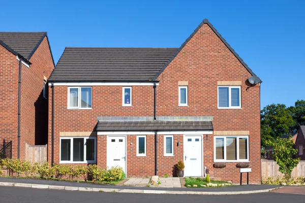 Front of new english semi detached house — Stock Photo, Image