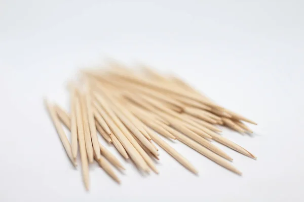 Wooden Toothpicks White Background — Stock Photo, Image