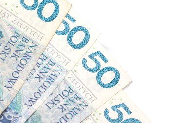 Banknotlar Lehçe zloti beyaz arka planda izole edildi