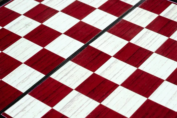Red White Plastic Chess Board Close — Stock Photo, Image