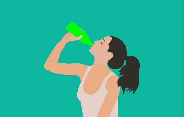 Cartoon drinkwater vrouw. Vector — Stockvector