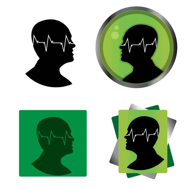 Pulse Human Mind Vector Illustration Head Icon — Stock Vector